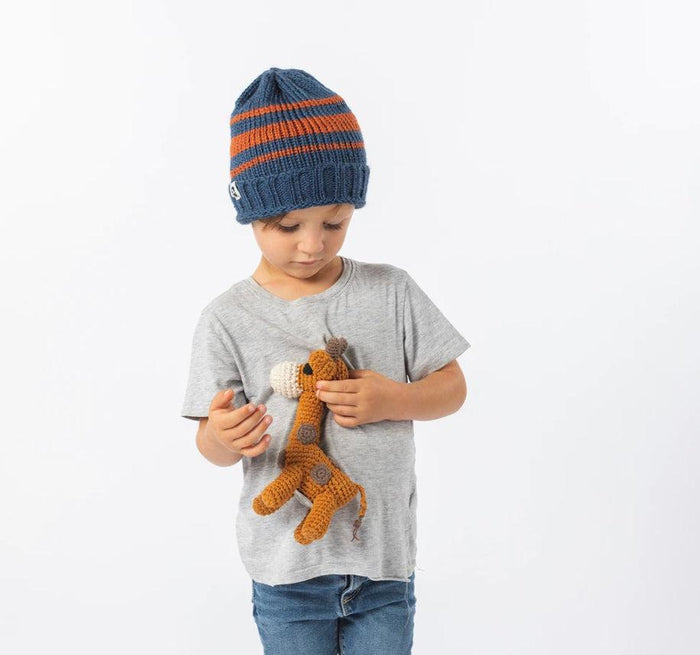 Hand Knit Striped Kids Beanie Hat-Fair Trade, Uganda