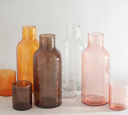 Handblown Hammered Glass Carafe With Lid / Glass, Recycled, Ethically Made