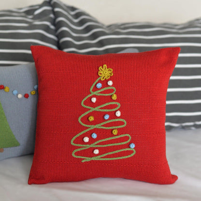 Handmade 12x12" Red Spiral Christmas Tree Pillow 12", Fair Trade from Armenia