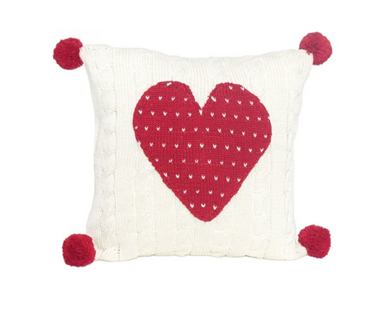 Handmade Cable Knit Red Heart 10" Pillow, Armenia- Fair Trade