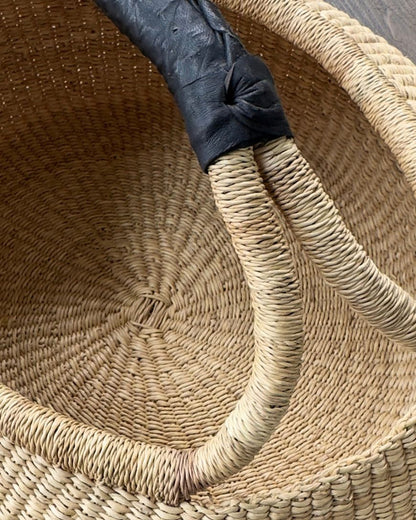 Handwoven Ghana Kettle Basket with Handle