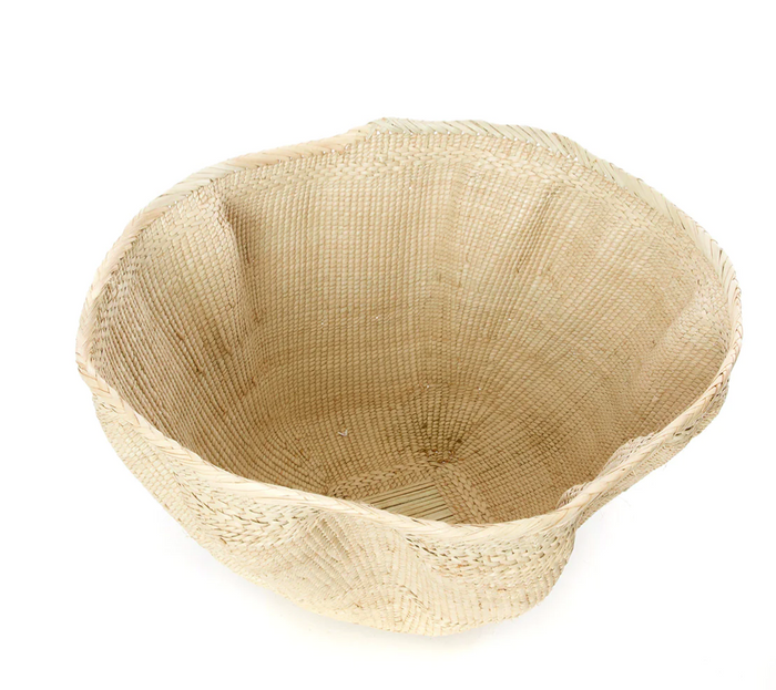 Handwoven Large Batonga Natural Palm Leaf Deep Basket, Zambia, Fair Trade
