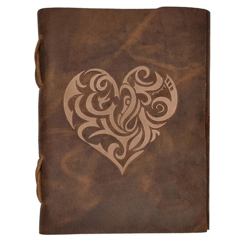 Heart Embossed Leather Journal for Women