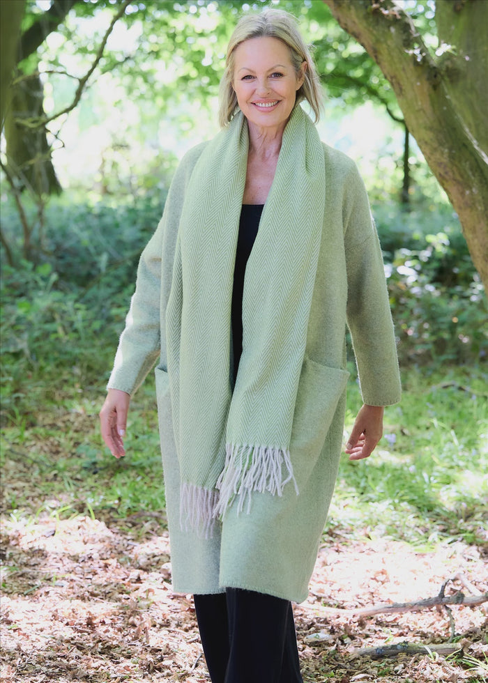 Herringbone Jacquard Scarf - Leaf Green