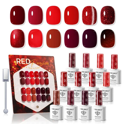 Modelones Red Hema-free&Tpo-free Gel Nail Polish Set