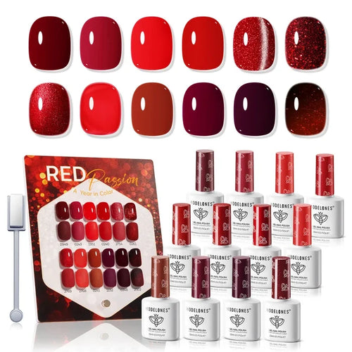 Modelones Red Hema-free&Tpo-free Gel Nail Polish Set
