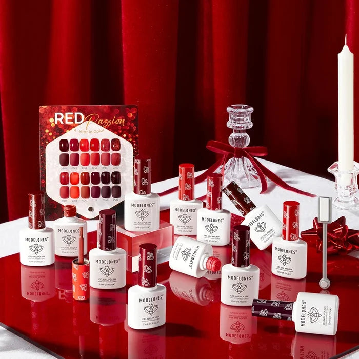 Modelones Red Hema-free&Tpo-free Gel Nail Polish Set