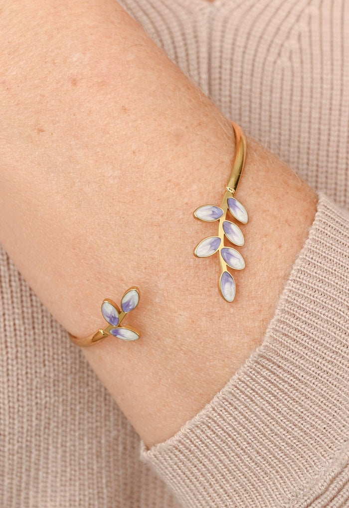 Hope Gold Cuff Adjustable Bracelet in Lavender, Supports Women Artisans