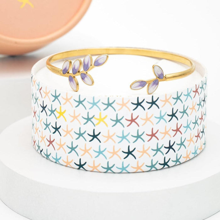 Hope Gold Cuff Adjustable Bracelet in Lavender, Supports Women Artisans