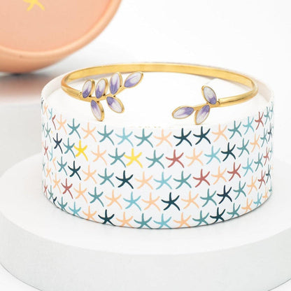 Hope Gold Cuff Adjustable Bracelet in Lavender, Supports Women Artisans