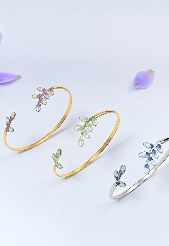Hope Gold Cuff Adjustable Bracelet in Lavender, Supports Women Artisans