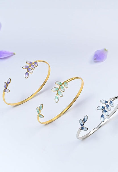 Hope Gold Cuff Adjustable Bracelet in Lavender, Supports Women Artisans