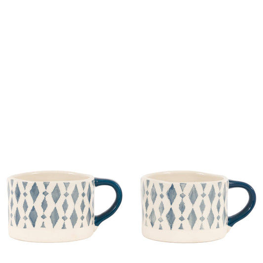 Ikat Diamond Print Mug - Blue