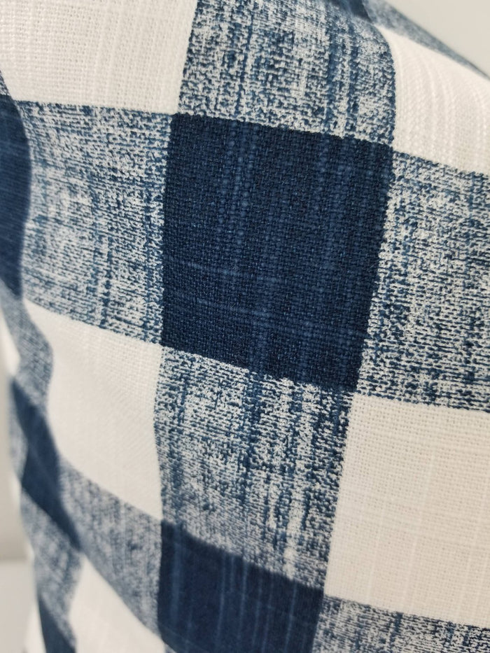 Italian Denim Blue & White Buffalo Plaid Print Farmhouse Pillow Cover Farmhouse Decor