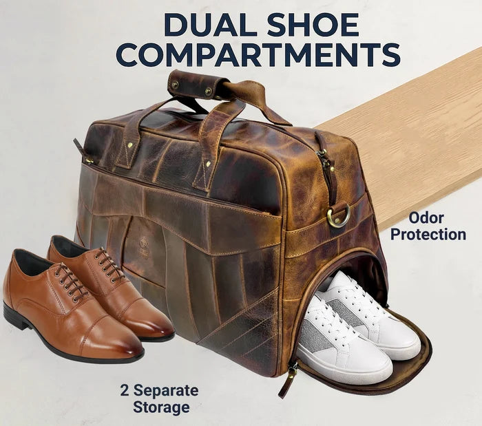 John Leather Travel Duffle Bag