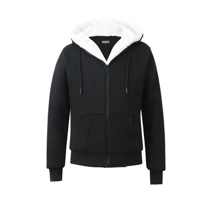 Kids Black Hoodie with Removable Fur - White