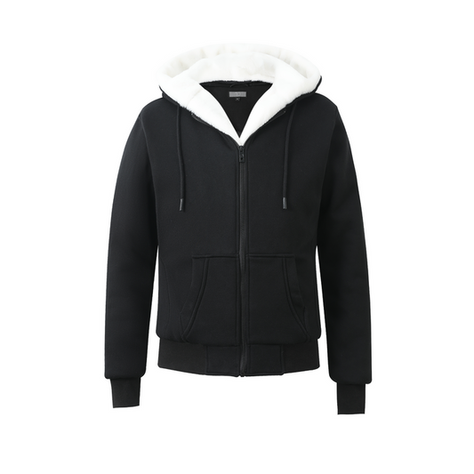 Kids Black Hoodie with Removable Fur - White