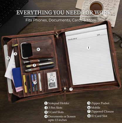 Kingsman Business Leather Portfolio (Dark Brown)