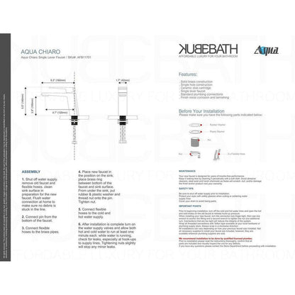 KubeBath Aqua Chiaro Single Lever Bathroom Vanity Faucet in Chrome