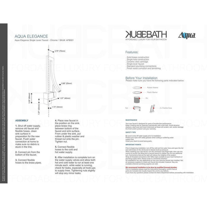 KubeBath Aqua Elegance Single Lever Wide Spread Faucet in Chrome