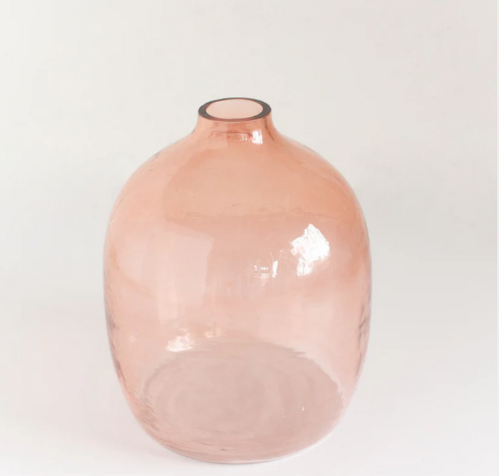 Large Handblown Glass Hammered Vase, Recycled, Fair Trade, India