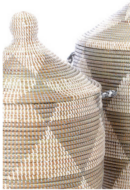 Large Silver Diamond Storage Basket, Fair Trade- Eco-Friendly
