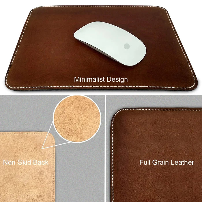 Leather Mouse Pads for Laptop Computer PC Gaming Apple Executive Work Desk Handmade