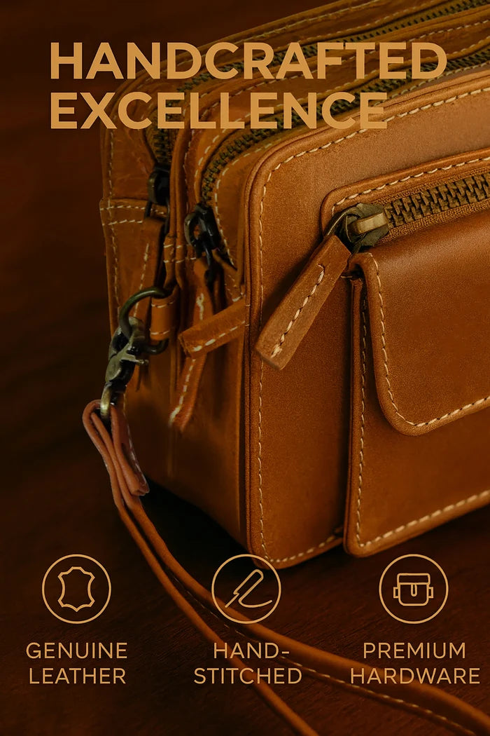 Leather Wrist Bag for Men - Compact Travel Murse Clutch Wallet