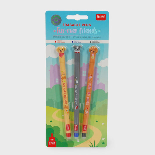 Legami Set of 3 Erasable Pens - Fur-ever Friends