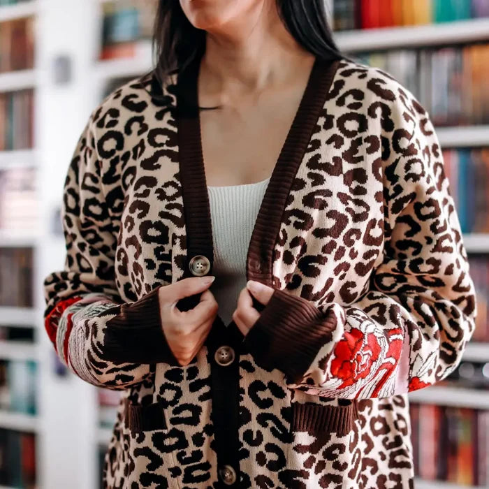 MEMBERS FIRST: Leopard Reader Cardigan Hoodie