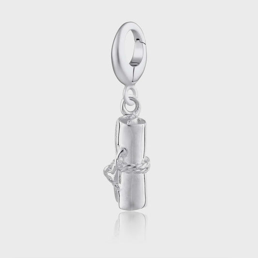 Lily Charmed Silver Scroll Graduation Charm