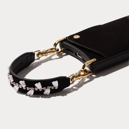 Lizzy Satin Phone Case - Black/Gold