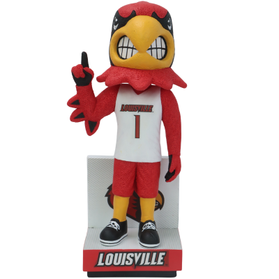 Louie the Cardinal Louisville Cardinals Mascot White Basketball Jersey Bobblehead