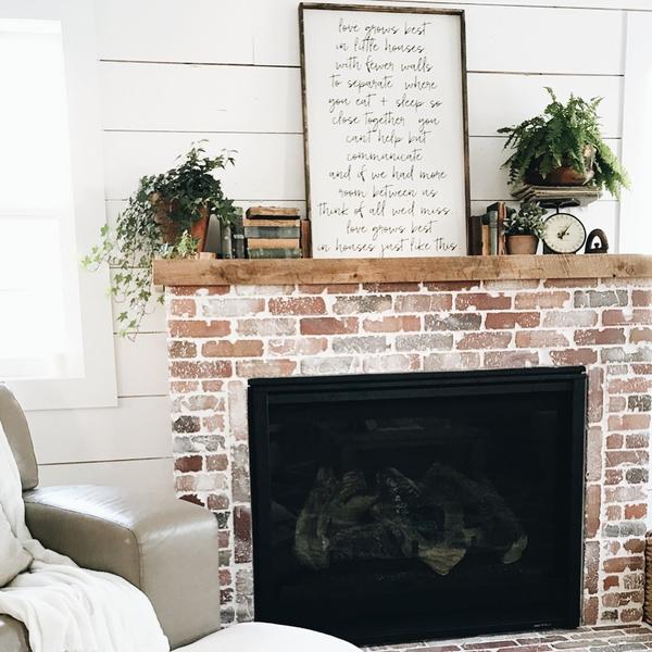 Love Grows Best in Little Houses Sign - Script Farmhouse wall framed decor