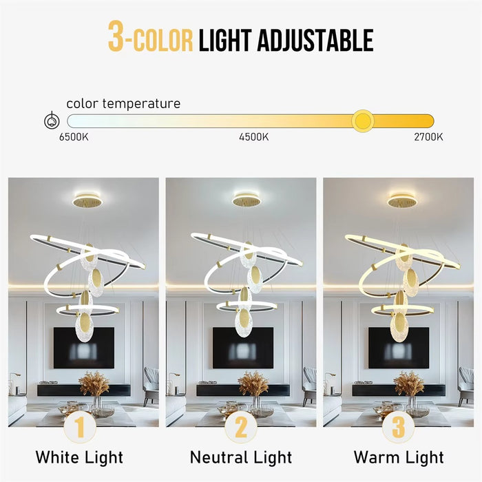 Luvodi 3-Layer LED Acrylic Water-Drop Chandelier Pendant Lamp - Canva Home