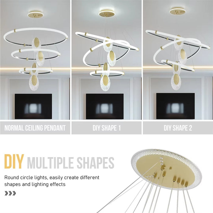 Luvodi 3-Layer LED Acrylic Water-Drop Chandelier Pendant Lamp - Canva Home