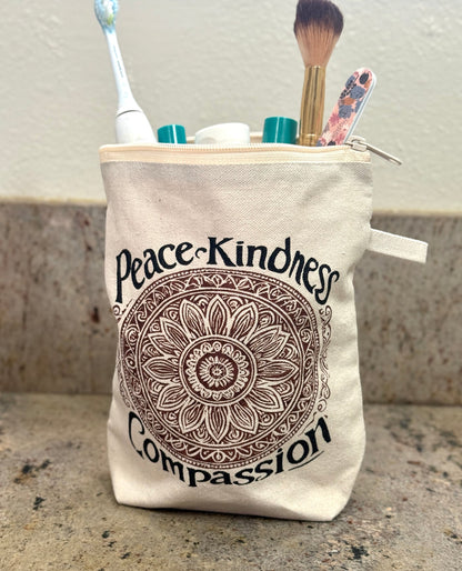 Mandala Cosmetic Bag Pouch- Peace, Kindness, Compassion - Handmade by Survivors