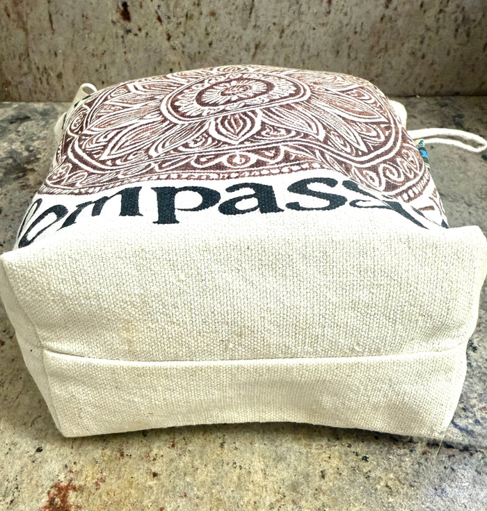Mandala Cosmetic Bag Pouch- Peace, Kindness, Compassion - Handmade by Survivors