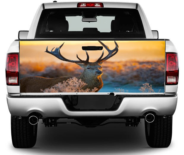 Massive Buck At Dawn Tailgate Wrap Vinyl Graphic Decal Sticker