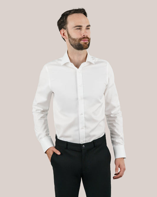 Men's Purple Label White Twill Non-Iron French Cuff Shirt