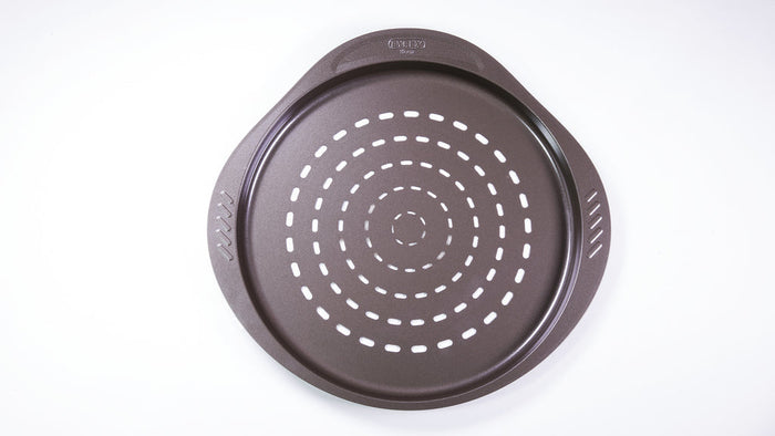 Metal pizza tray with easy grip - different sizes & shapes - asimetriA