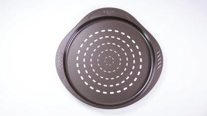 Metal pizza tray with easy grip - different sizes & shapes - asimetriA