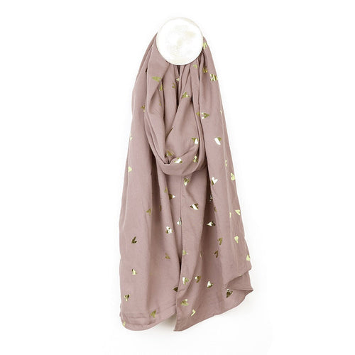Metallic Heart Print Scarf - Pink