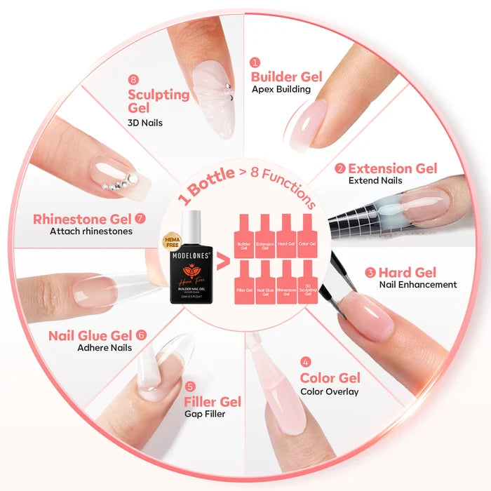 8-In-1 Milky Pink Hema-Free Builder Gel 15ml Builder Gel MODELONES #milky pink