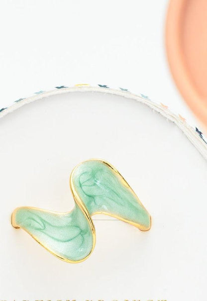 Mint Green Gold Swirl Ring- Supports Women Survivors