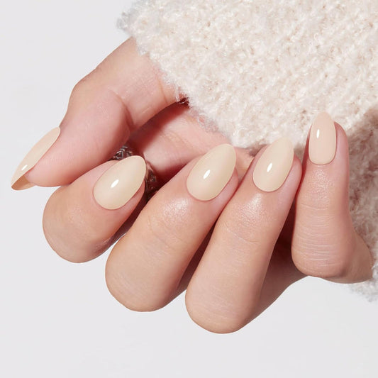 Modelones Khaki Press on Nails Short Almond Fake Nails 32Pcs 16 Sizes