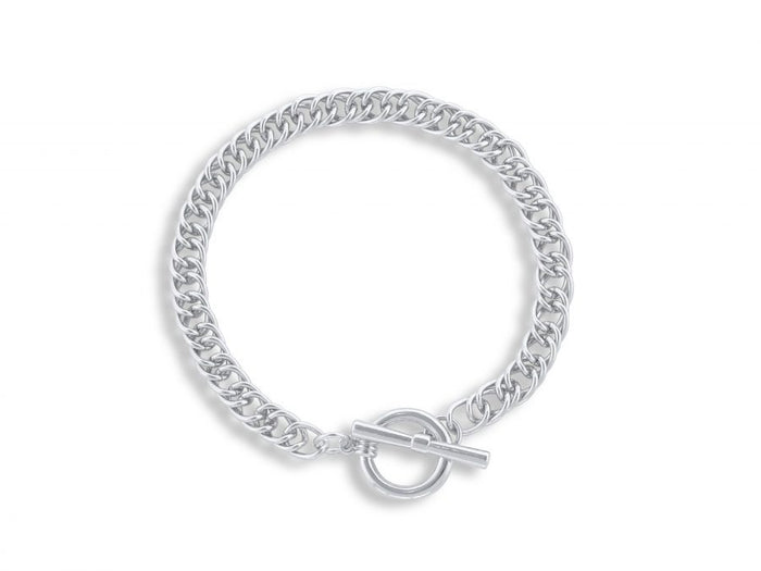 Molly Curb Chain T-Bar Bracelet - SIlver