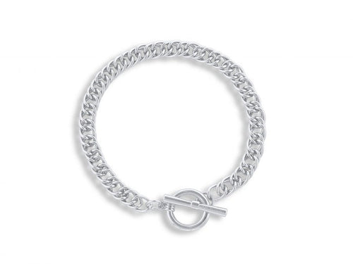 Molly Curb Chain T-Bar Bracelet - SIlver