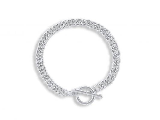 Molly Curb Chain T-Bar Bracelet - SIlver
