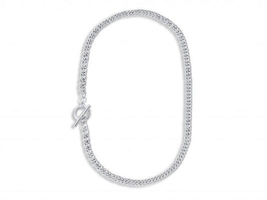 Molly Curb Chain T-Bar Necklace - Silver